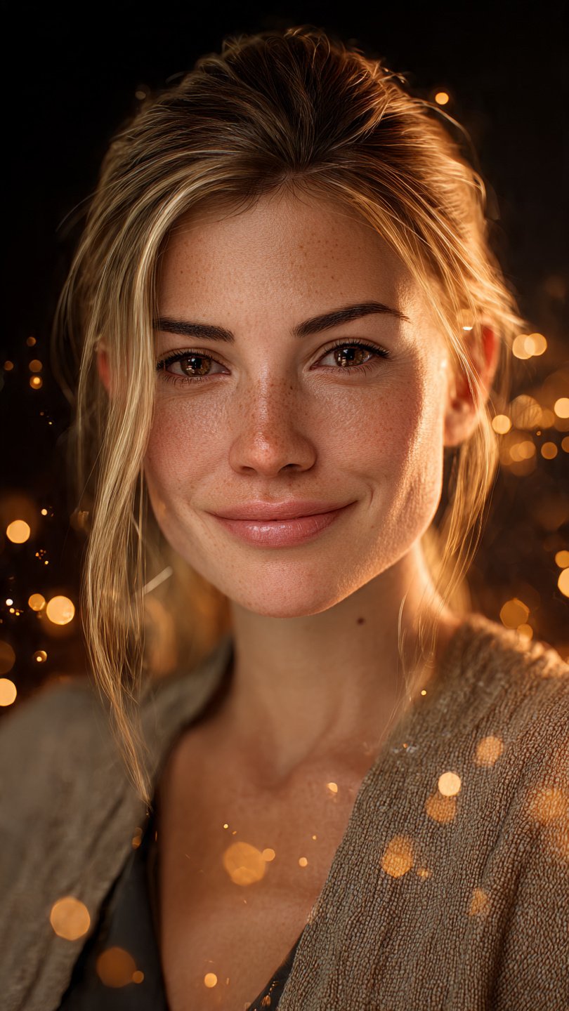 realistic american woman portrait late 20s friendl