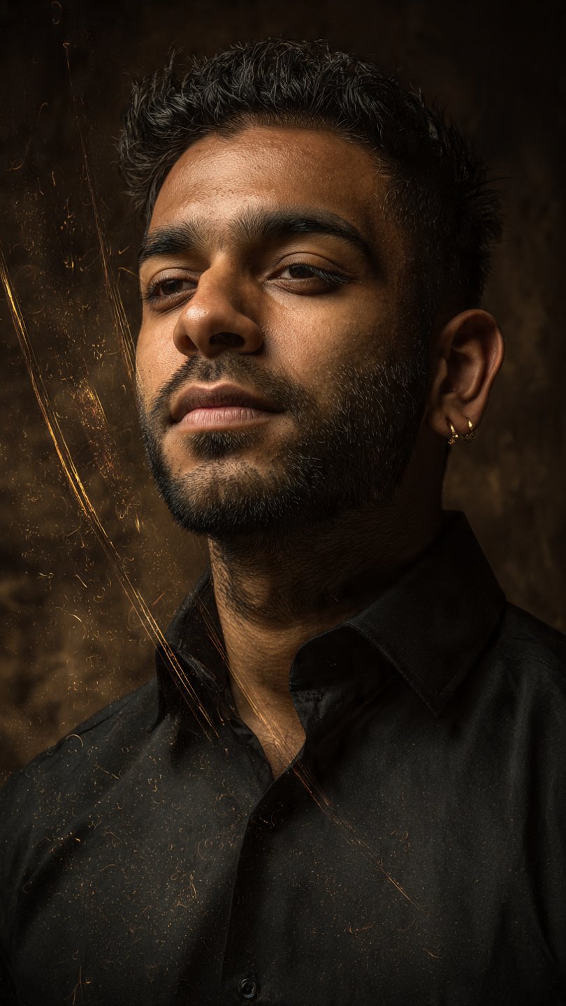 realistic indian man portrait early 30s composed a