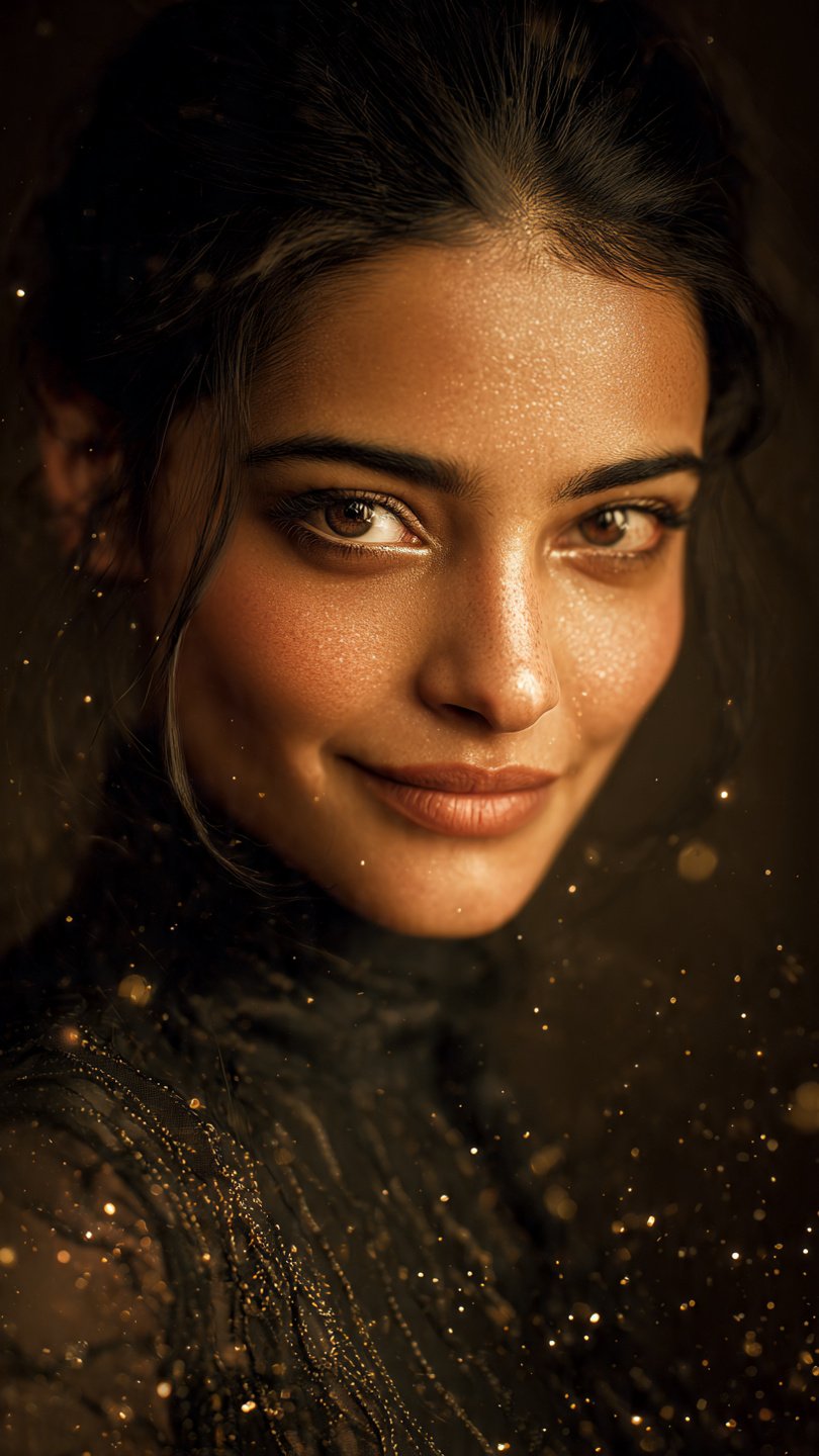 realistic indian woman portrait mid 20s confident